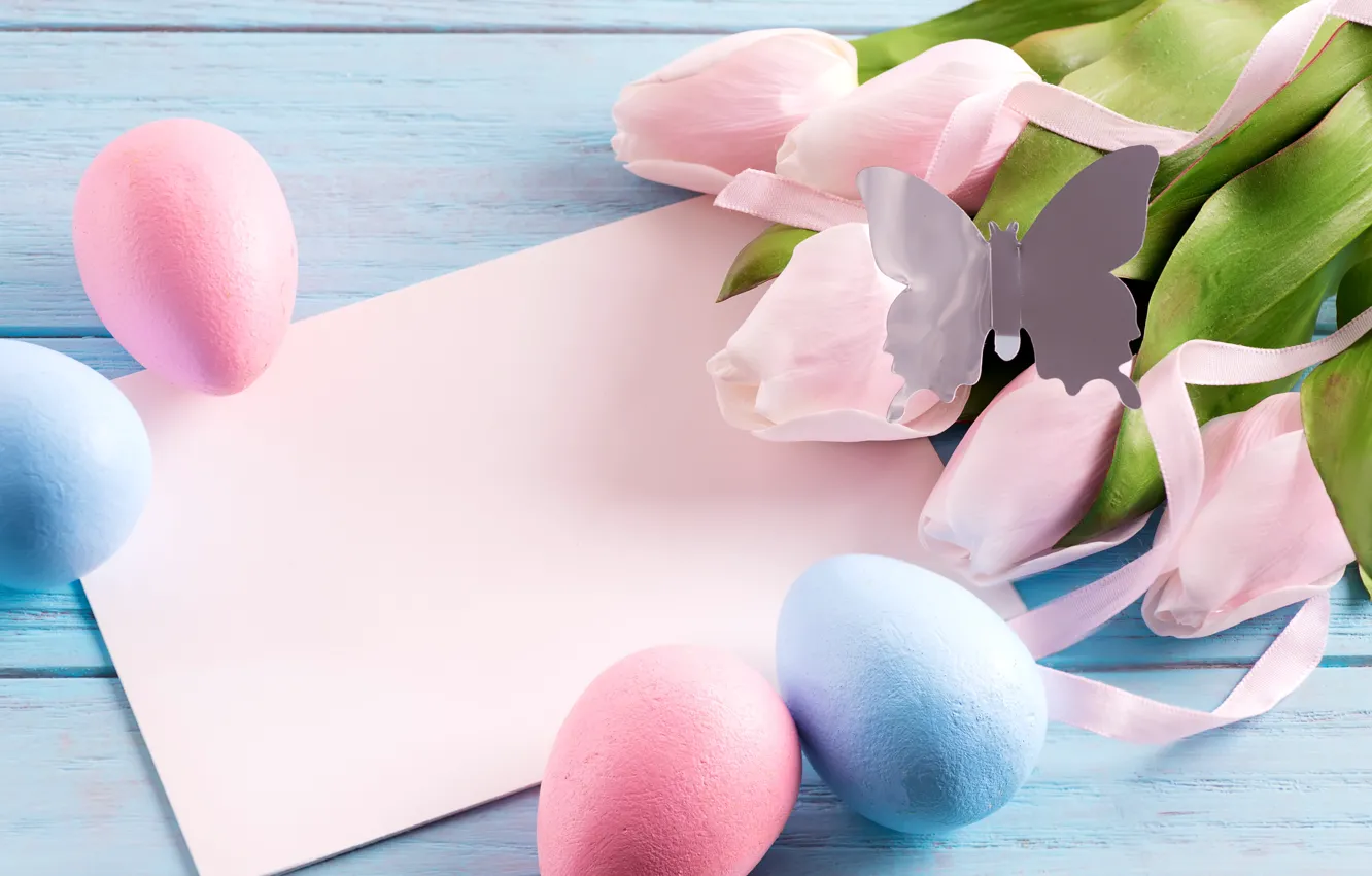 Photo wallpaper holiday, butterfly, eggs, Easter