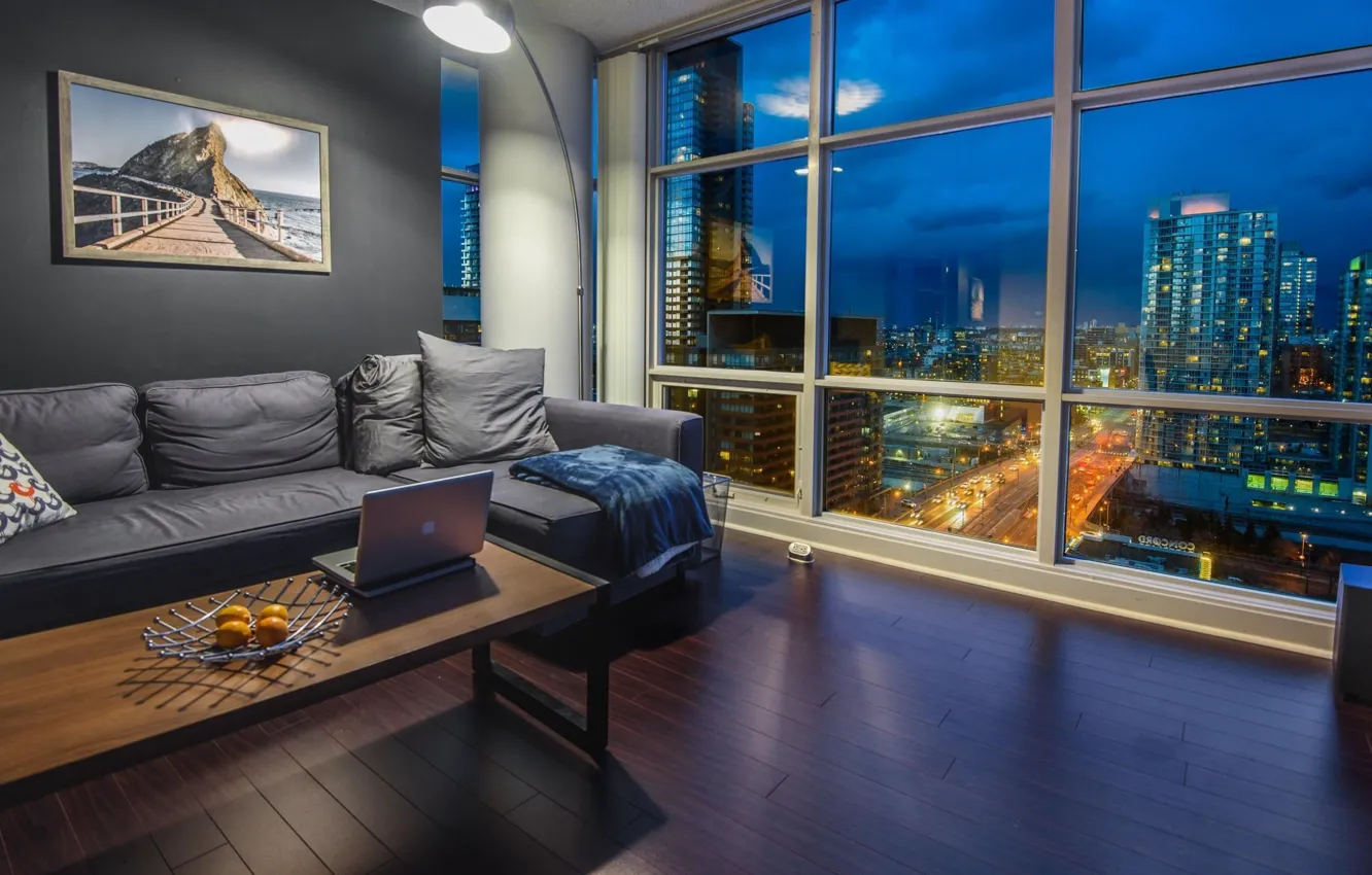 Photo wallpaper design, style, room, interior, Canada, Toronto, penthouse, living room