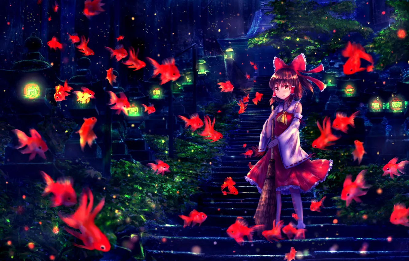 Photo wallpaper fish, girl, touhou, Touhou, Touhou