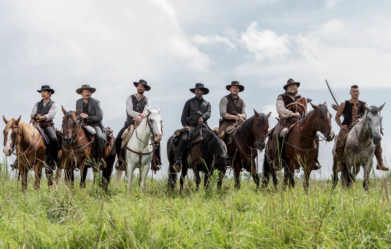 Photo wallpaper field, weapons, horse, horse, hat, rider, cowboy, action