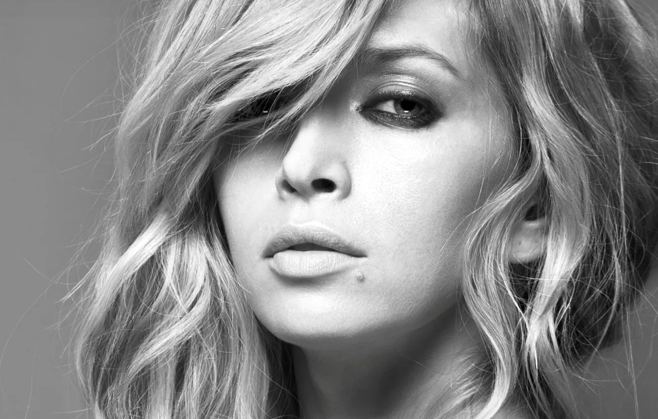 Photo wallpaper face, portrait, makeup, black and white, singer, Vera Brezhneva