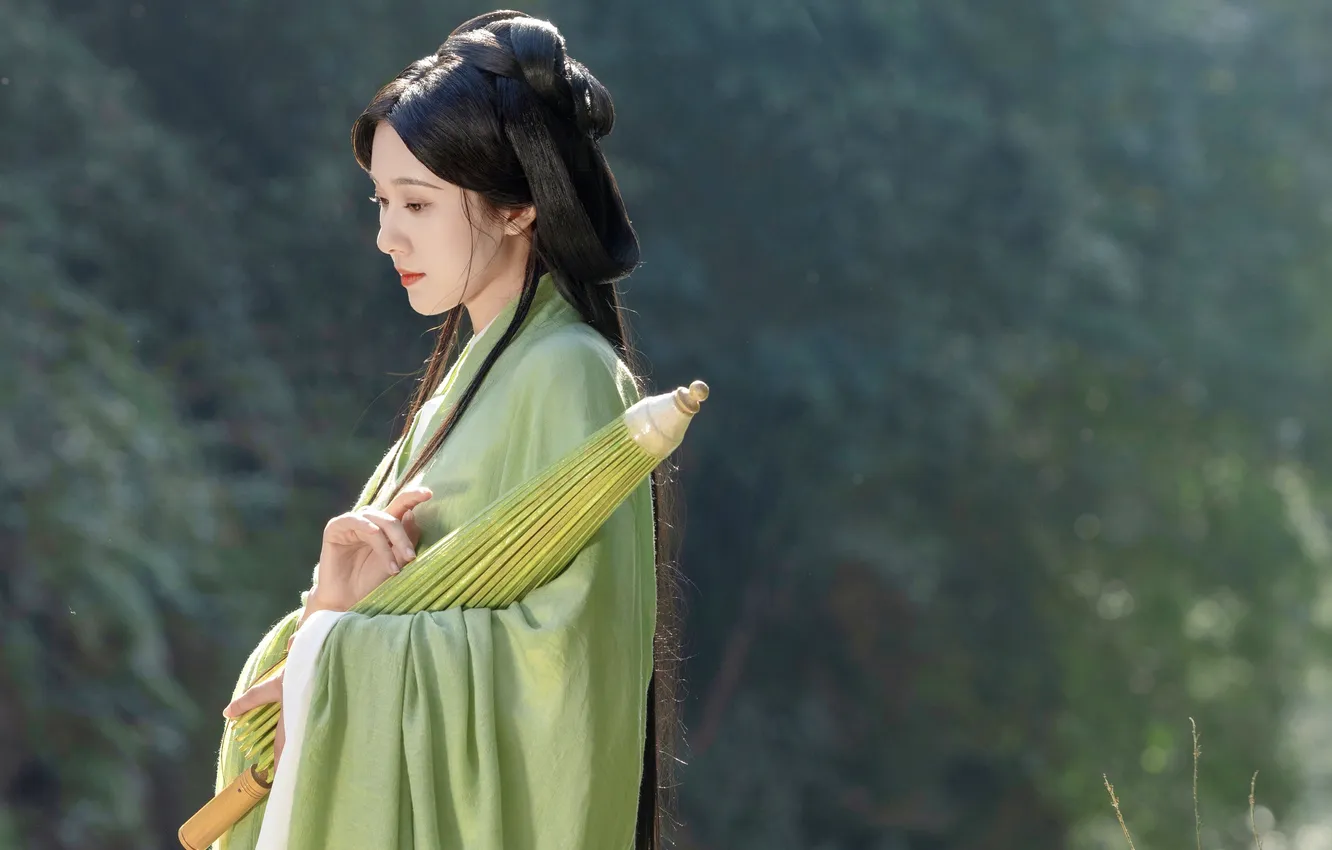 Photo wallpaper umbrella, hairstyle, China, Asian, cosplay, hanfu