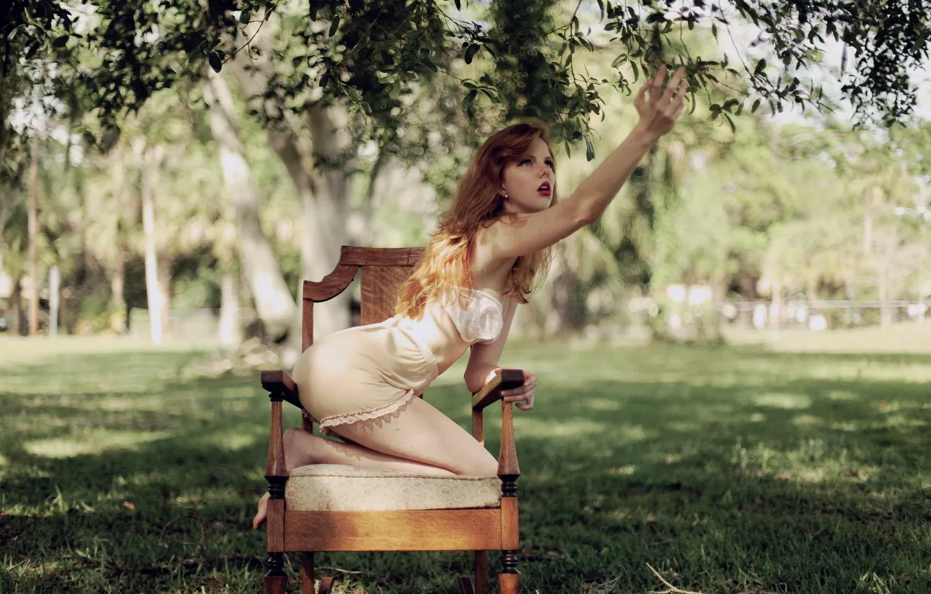 Photo wallpaper girl, chair, Alexis