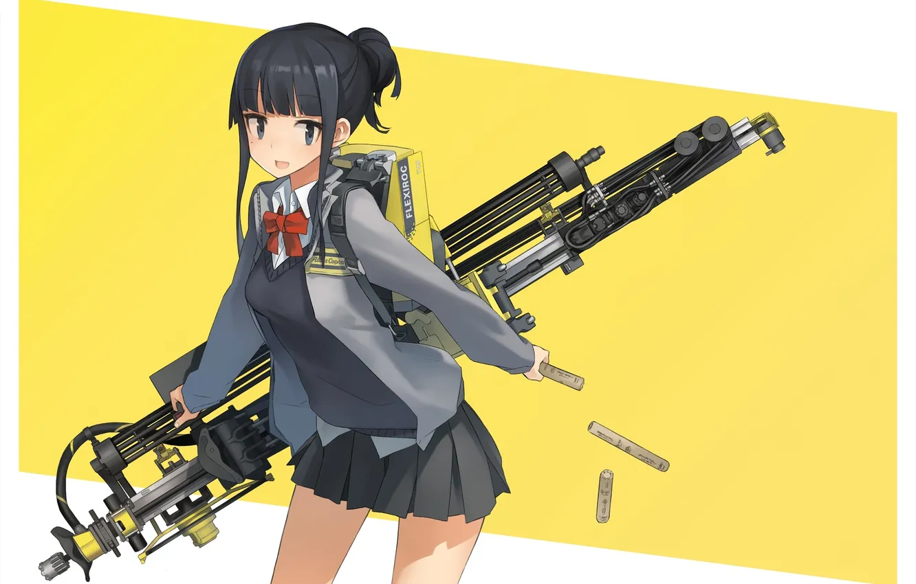 Photo wallpaper girl, smile, weapons, anime, art, form, schoolgirl, astg