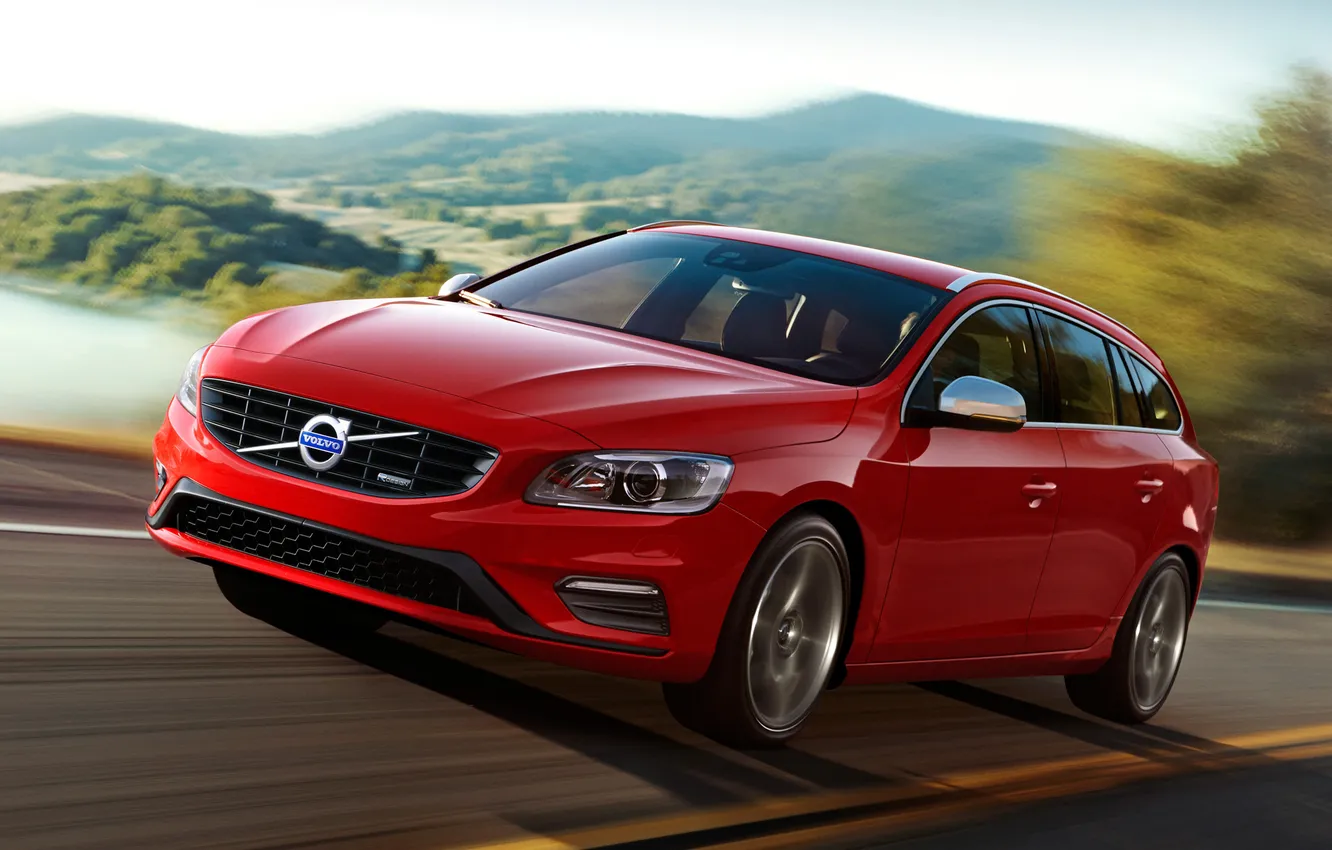 Photo wallpaper road, speed, Volvo, Volvo, V60, R-design