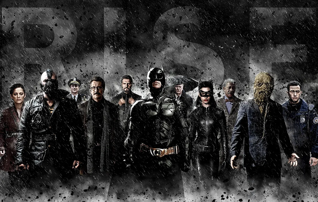 Photo wallpaper Batman, Batman, Cillian Murphy, Cillian Murphy, The Dark Knight Rises, Christian Bale, Anne Hathaway, Tom …