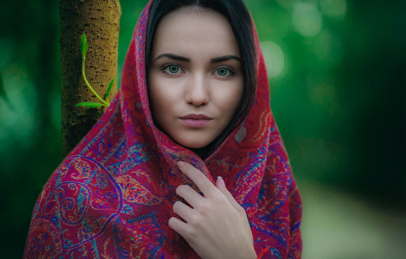 Photo wallpaper look, girl, face, pattern, sweetheart, model, portrait, makeup