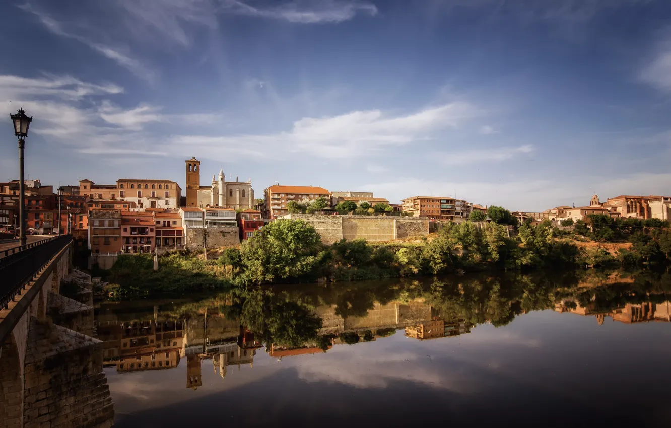 Photo wallpaper bridge, reflection, river, Spain, Spain, Tordesillas