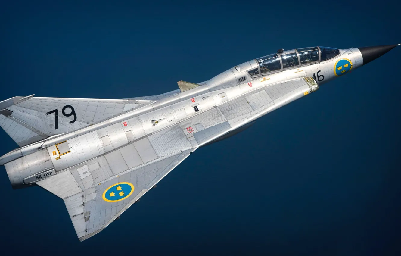 Photo wallpaper Fighter, You CAN, Swedish air force, Can 35 Draken