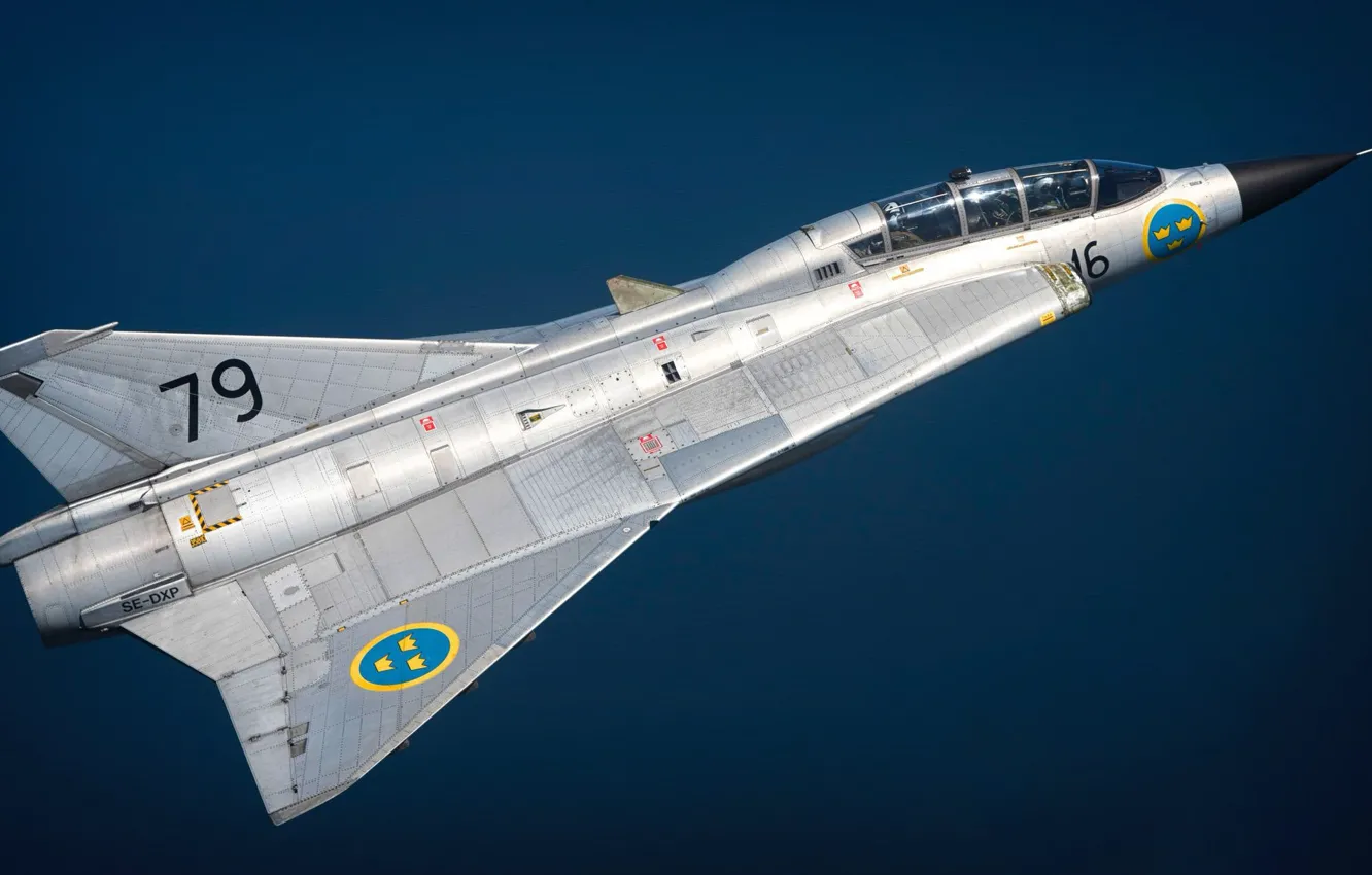 Photo wallpaper fighter, You CAN, Swedish air force, Can 35 Draken