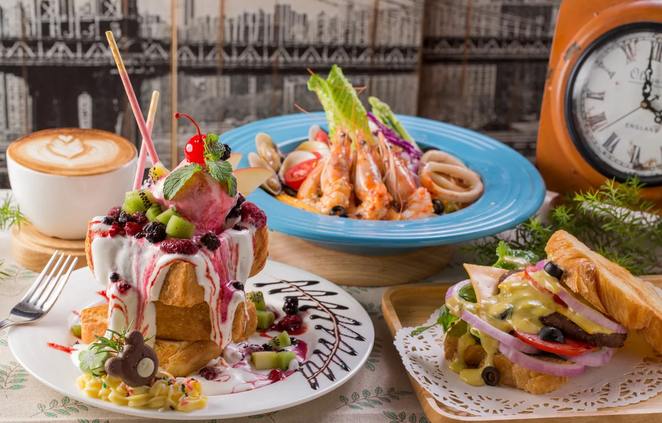 Photo wallpaper food, dessert, salad, seafood, the difference