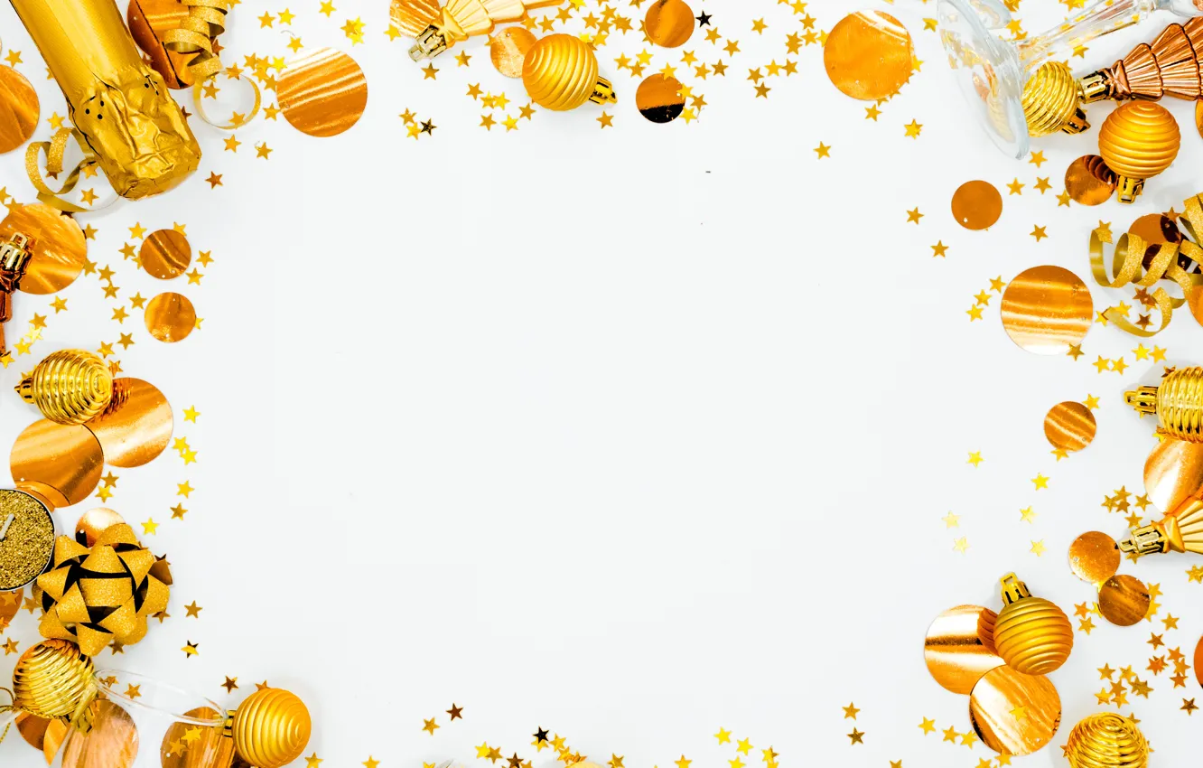 Photo wallpaper holiday, Shine, Christmas, confetti, composition