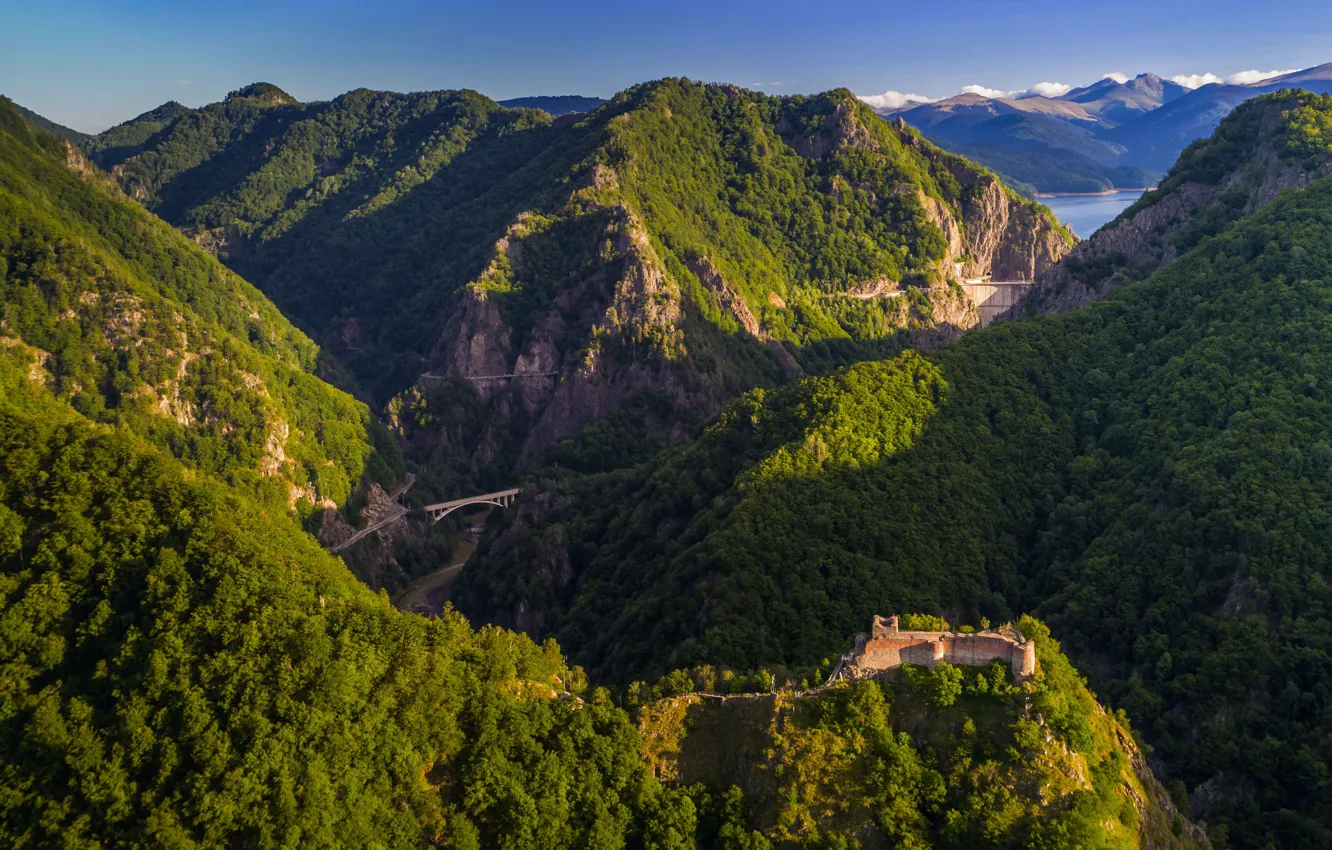 Photo wallpaper mountains, Romania, Poenar Castle, Walachia