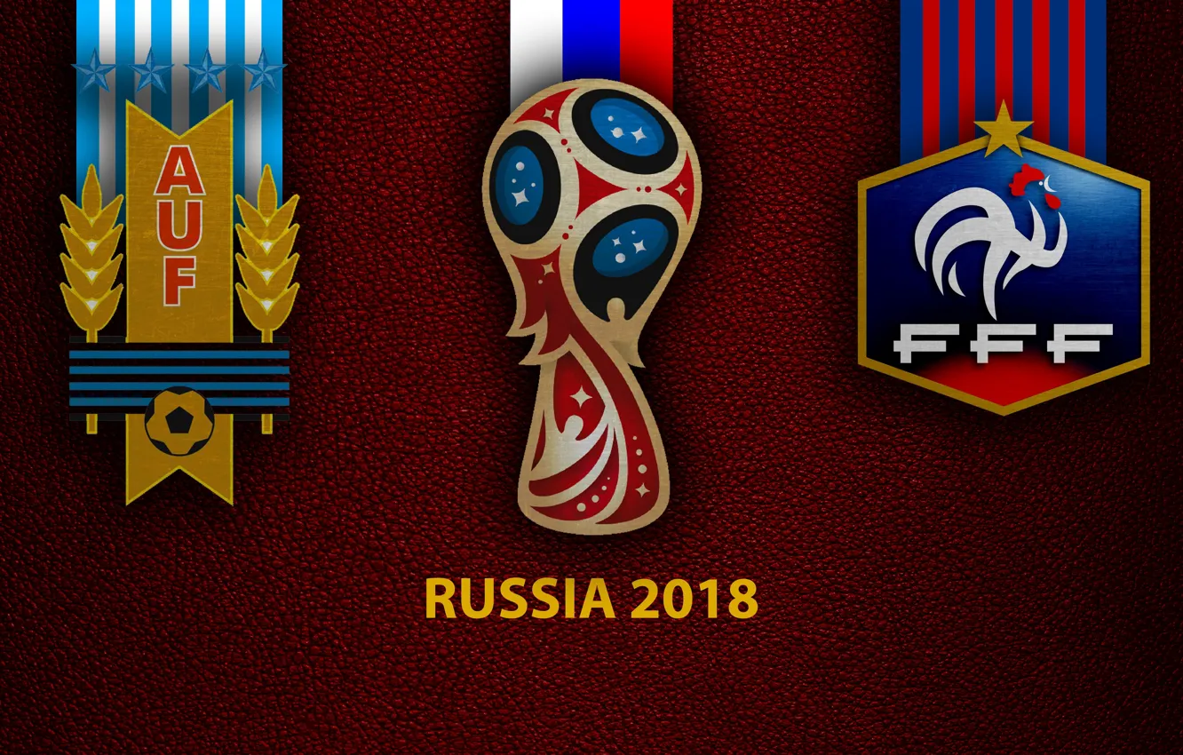 Photo wallpaper wallpaper, sport, logo, football, FIFA World Cup, Russia 2018, Uruguay vs France