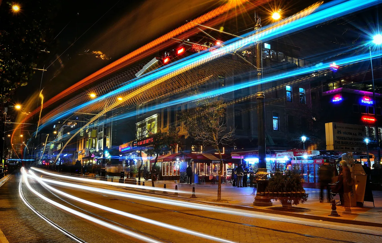 Photo wallpaper night, movement, excerpt, Greece, night, Greece, movement, Exposure