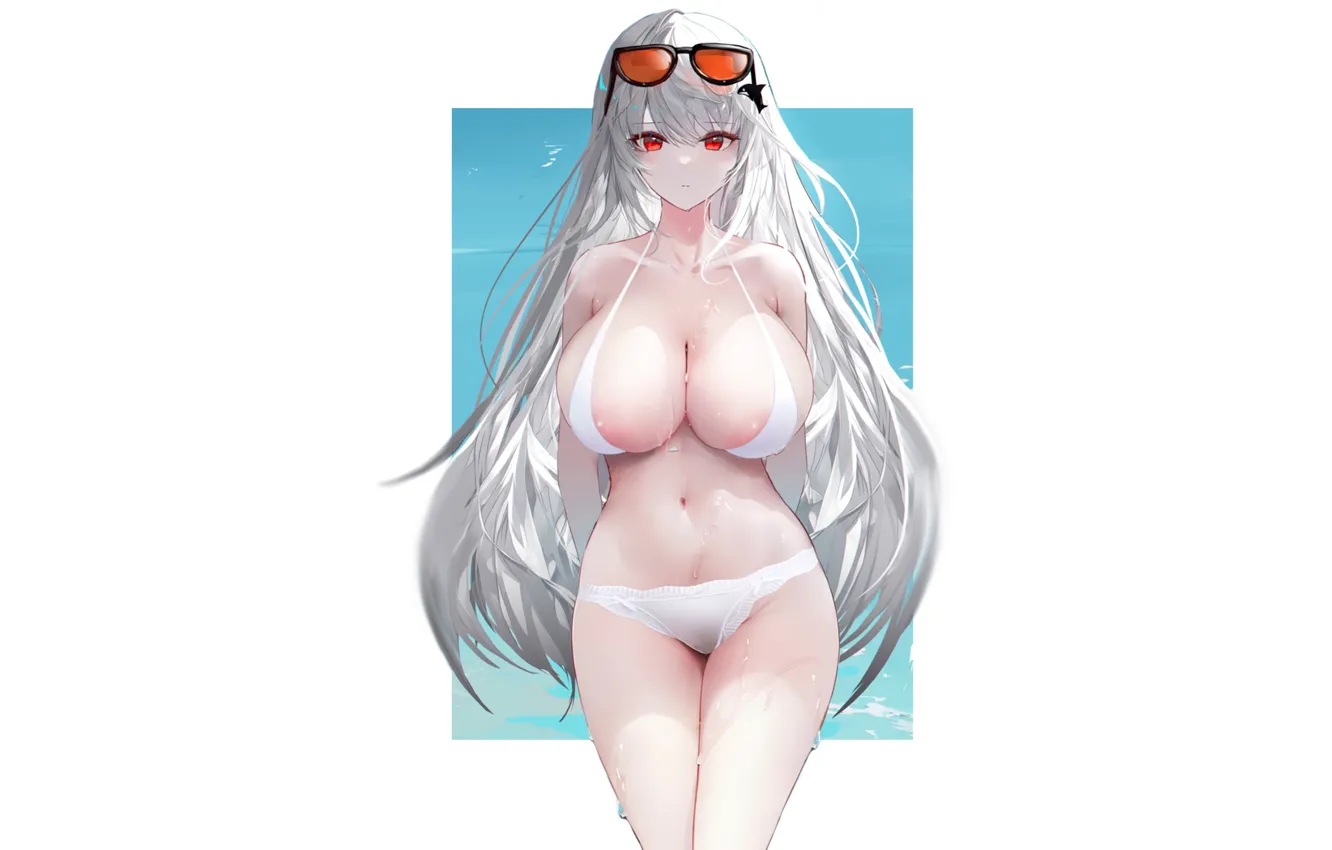 Photo wallpaper girl, white, hot, sexy, boobs, anime, pretty, amazing