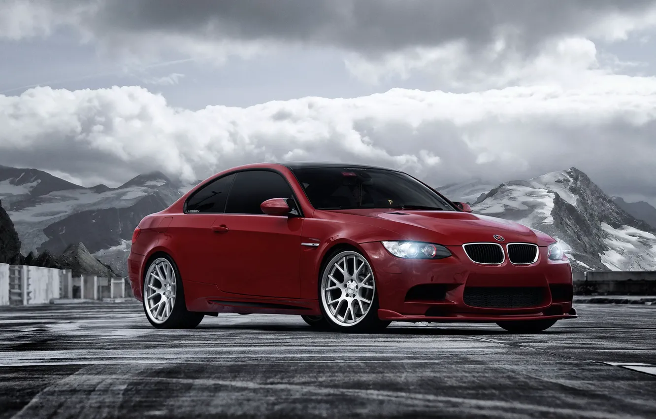 Photo wallpaper mountains, red, tuning, BMW, BMW, car