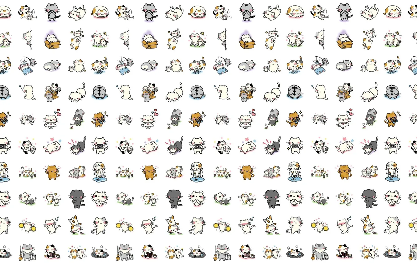 Photo wallpaper background, mood, cat, minimalism, anime, art, children's