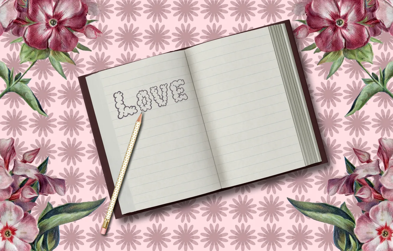 Photo wallpaper background, the inscription, pencils, Notepad