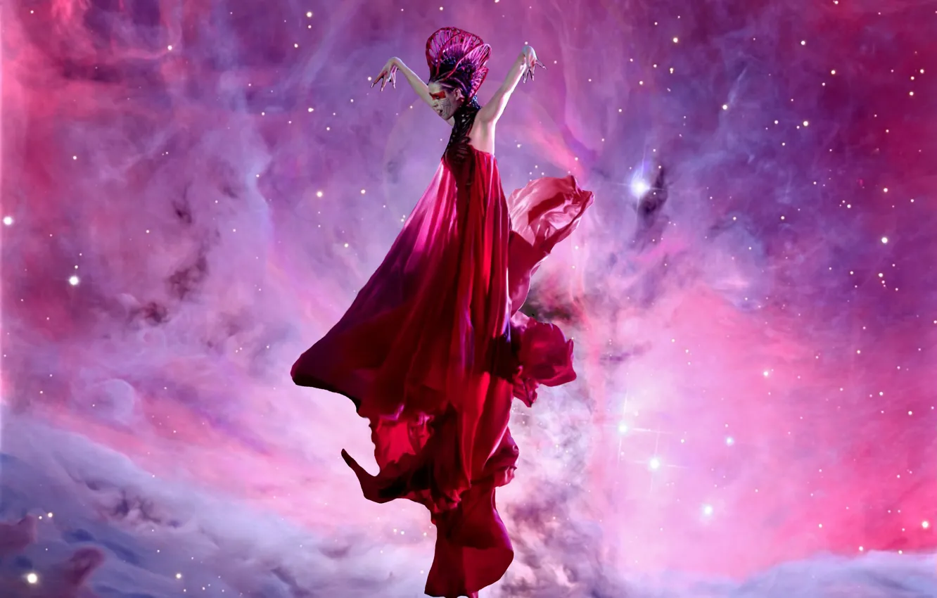 Wallpaper girl, nebula, background, brunette, Katy Perry, Katy Perry