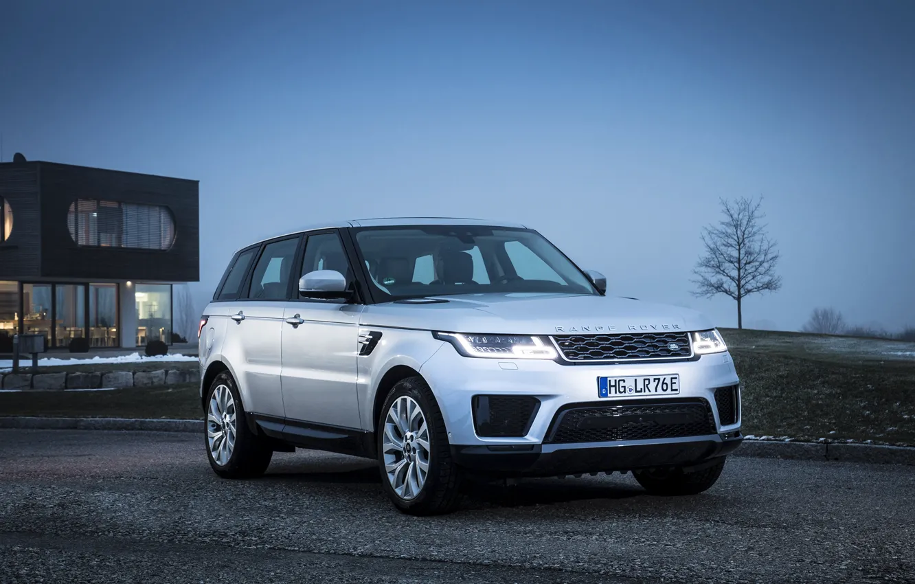 Photo wallpaper road, auto, lights, the evening, Land Rover, Range Rover, Sport, HSE