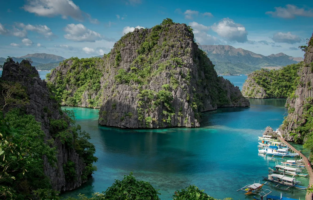 Photo wallpaper Thailand, sky, trees, sea, landscape, coast, nature, water