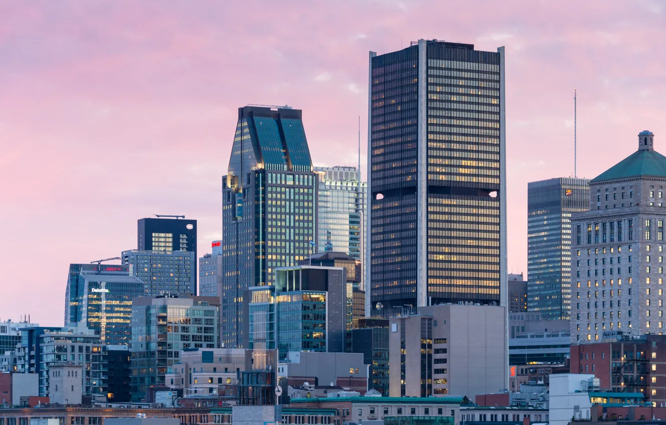Photo wallpaper skyline, panorama, skyscraper, montreal canada, montreal skyline