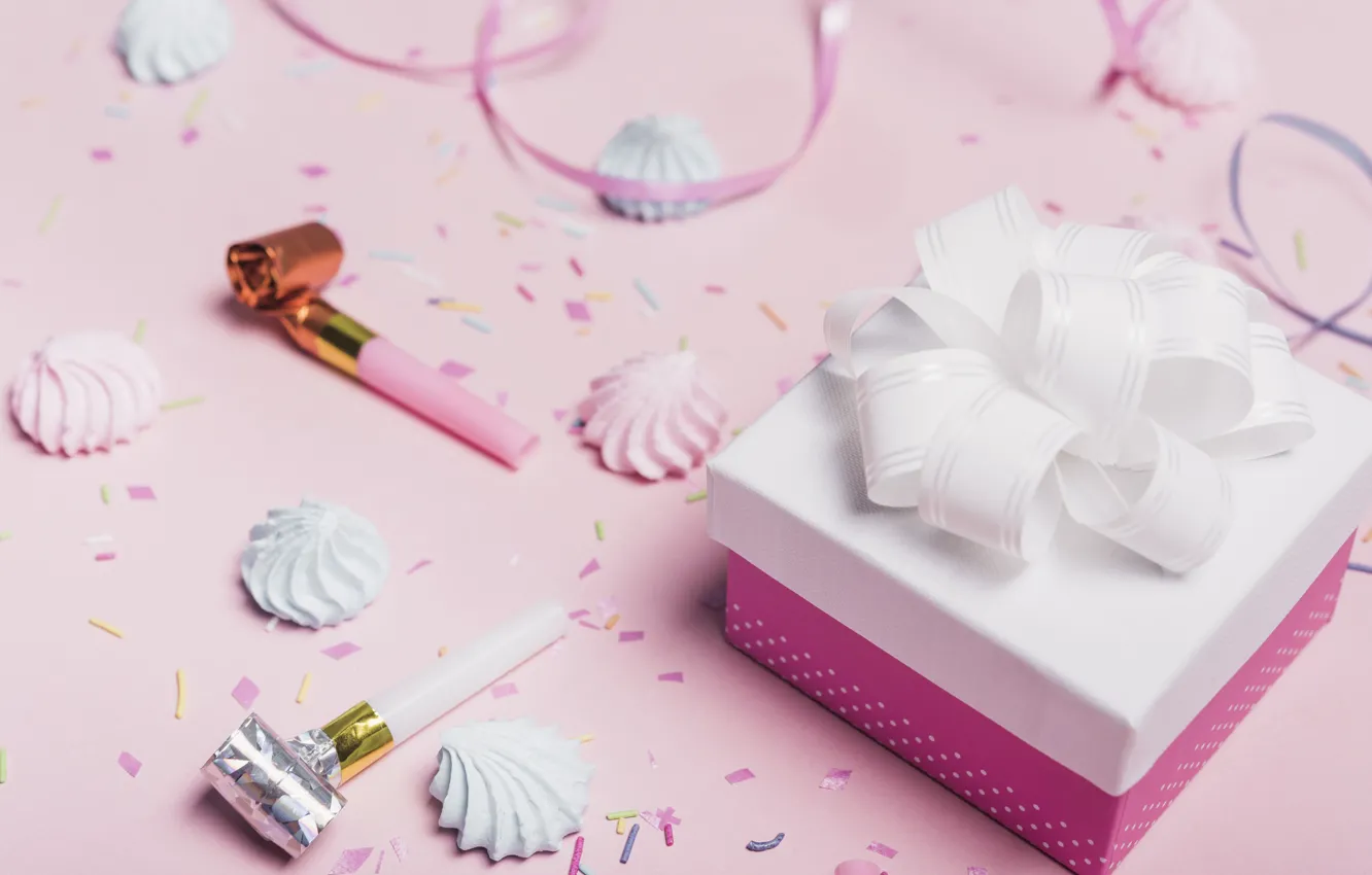 Photo wallpaper birthday, holiday, gift, marshmallows