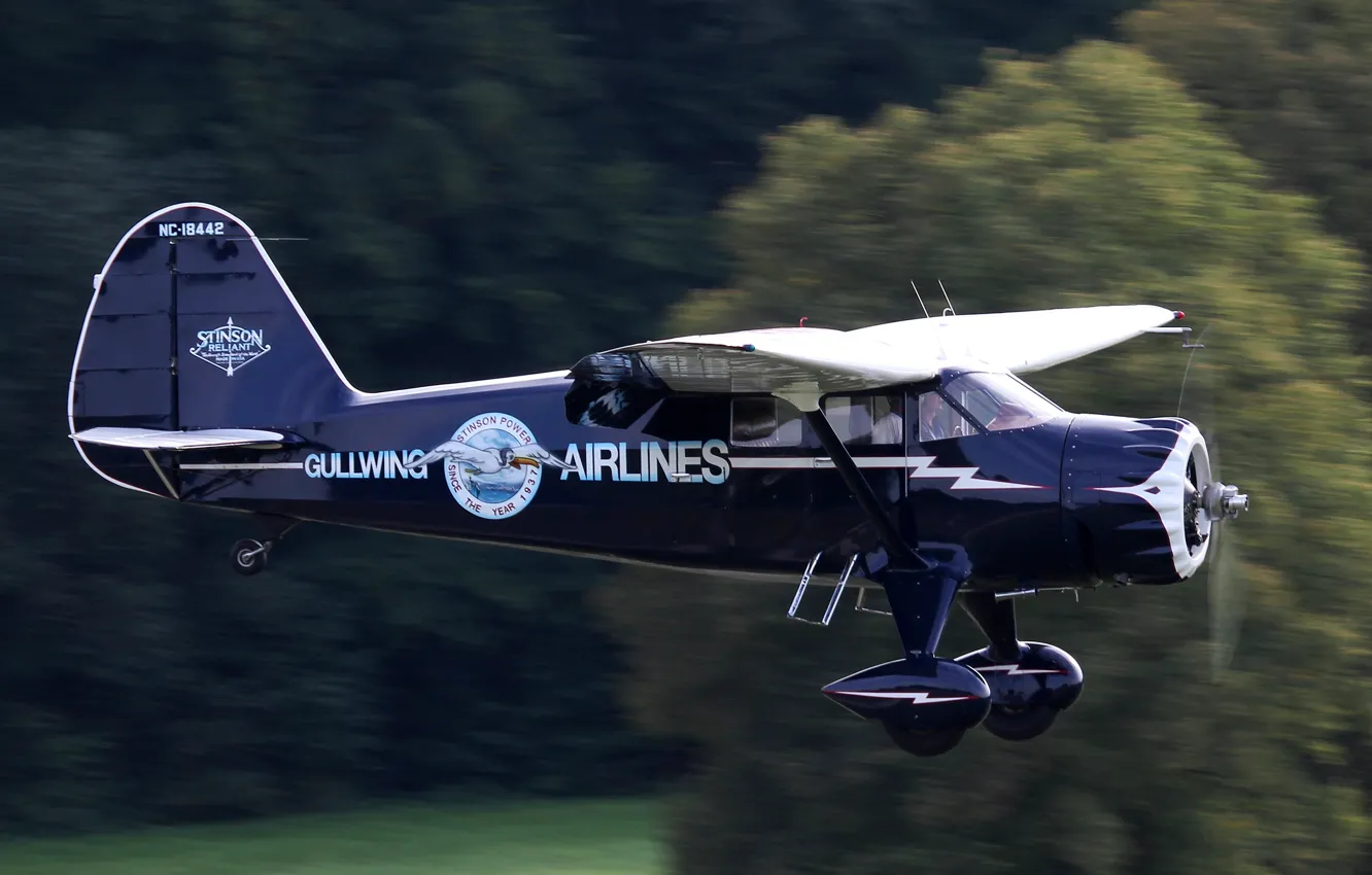 Photo wallpaper easy, American, monoplane, quadruple, SR-9C, Reliant, ‘Gullwing Airlines’, with an enclosed cockpit