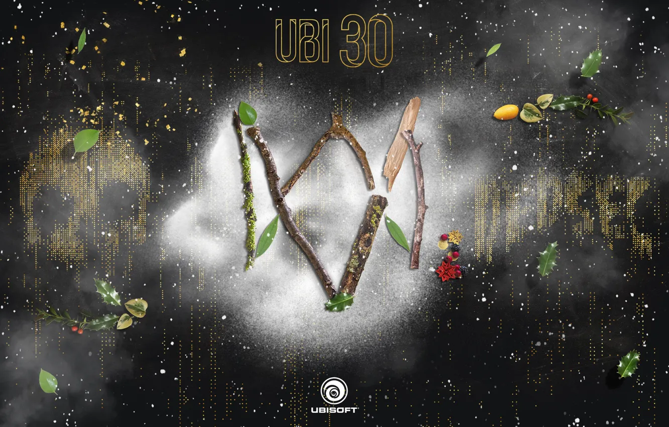 Photo wallpaper leaves, berries, skull, Ubisoft, stick, Watch Dogs 2, DedSec, ubi30