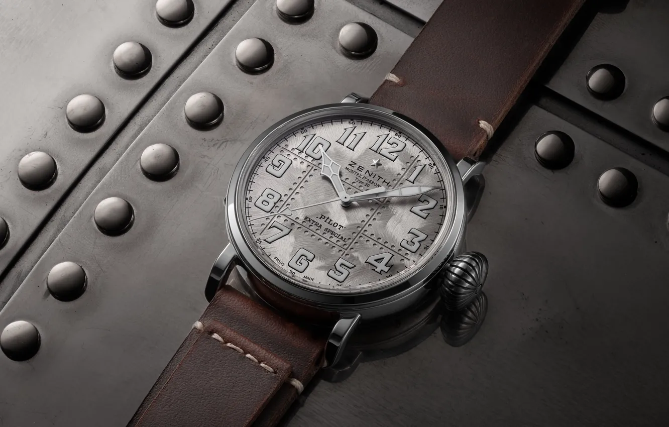 Photo wallpaper silver, Zenit, Pilot, Zenith, Swiss Luxury Watches, 2019, Swiss wrist watches luxury, analog watch