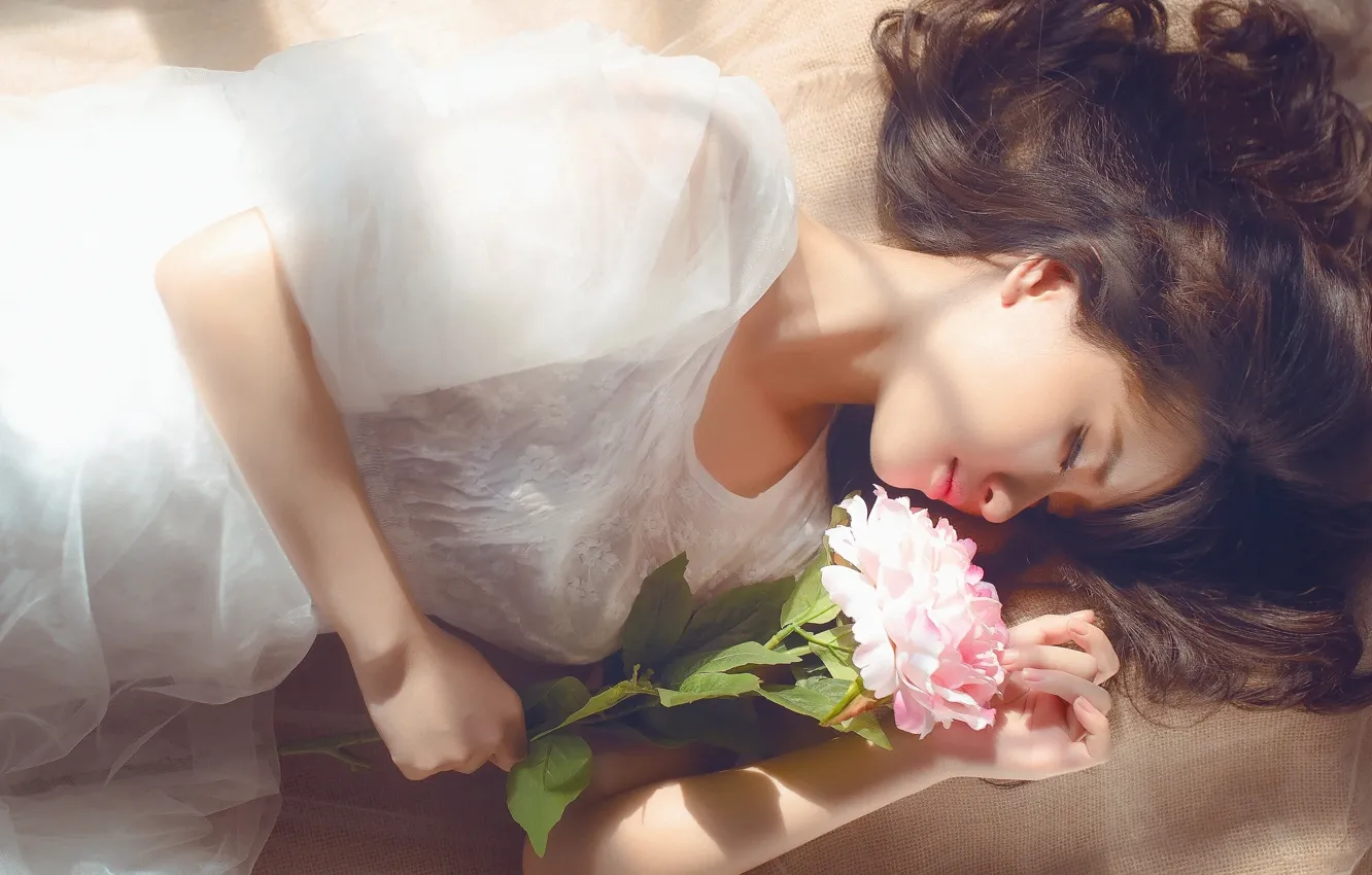 Photo wallpaper flowers, mood, Asian, peonies