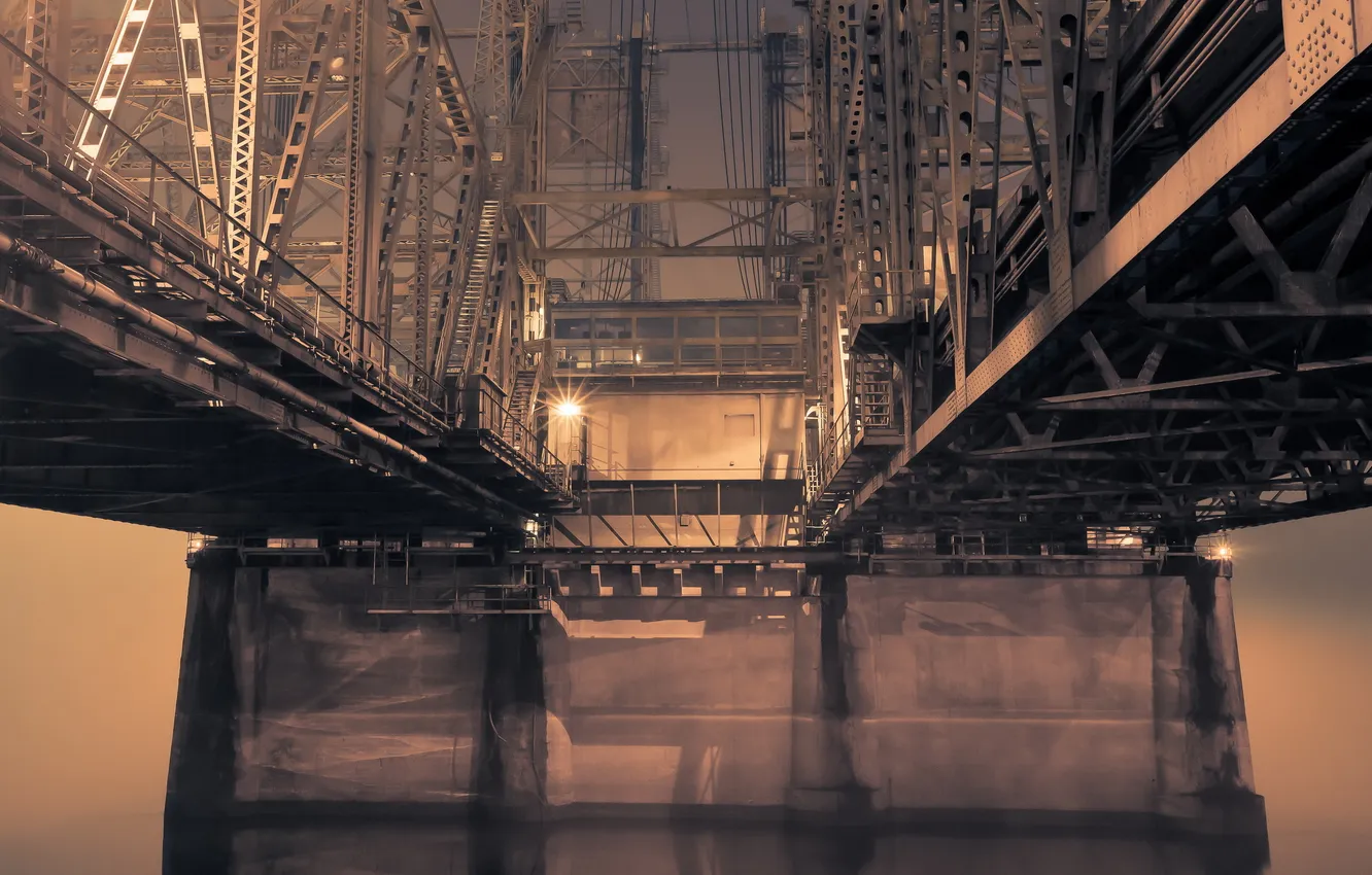 Photo wallpaper night, bridge, the city