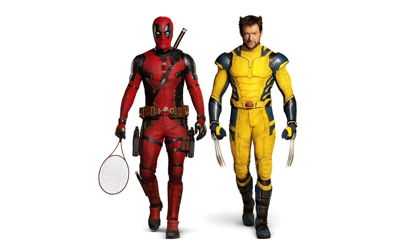 Photo wallpaper racket, white background, Ryan Reynolds, Ryan Reynolds, Wolverine, Wolverine, Hugh Jackman, Hugh Jackman