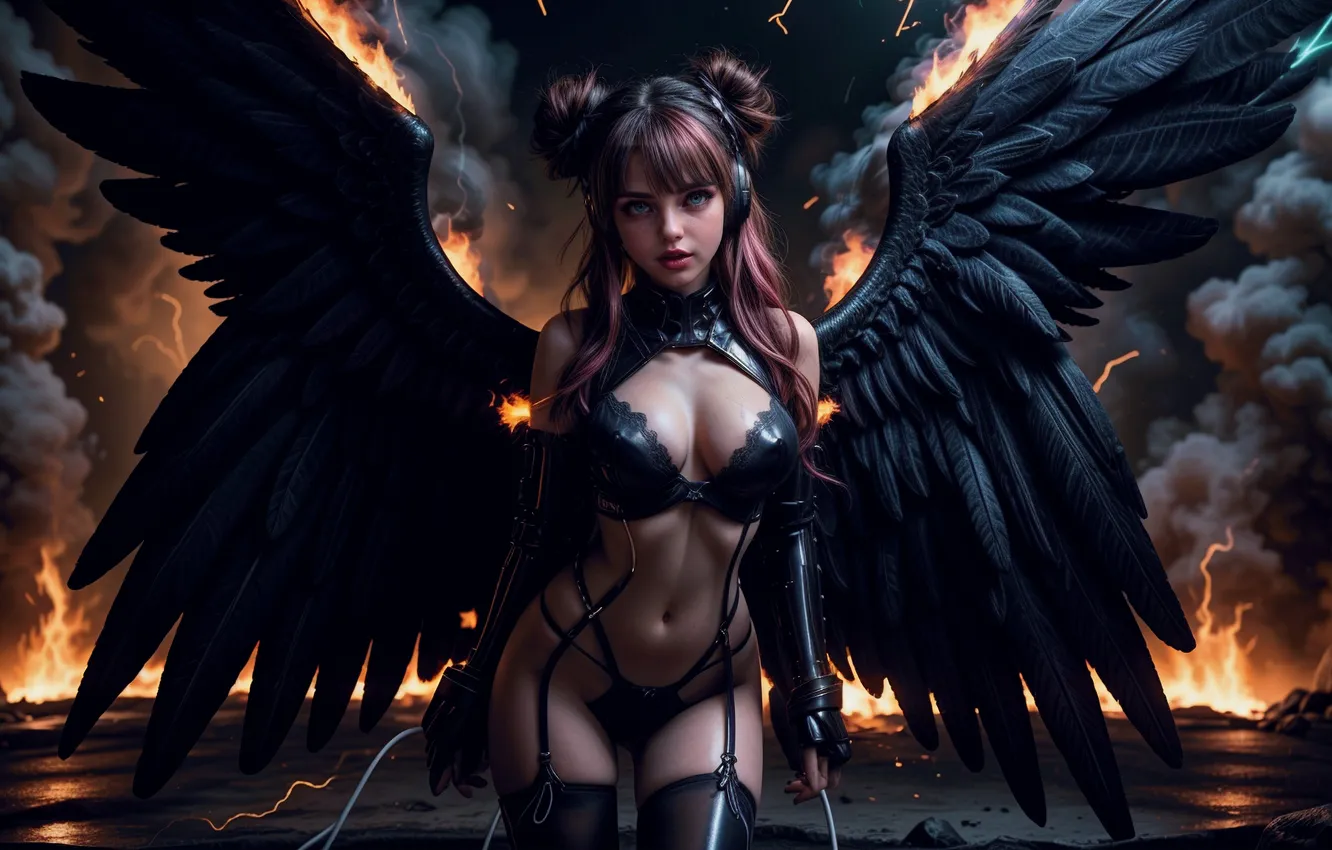 Photo wallpaper girl, wings, Dark Angel