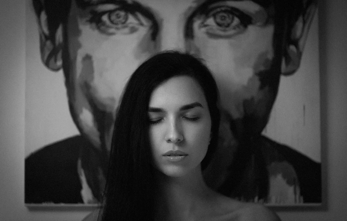 Photo wallpaper girl, black and white, image, Igor Shmatov