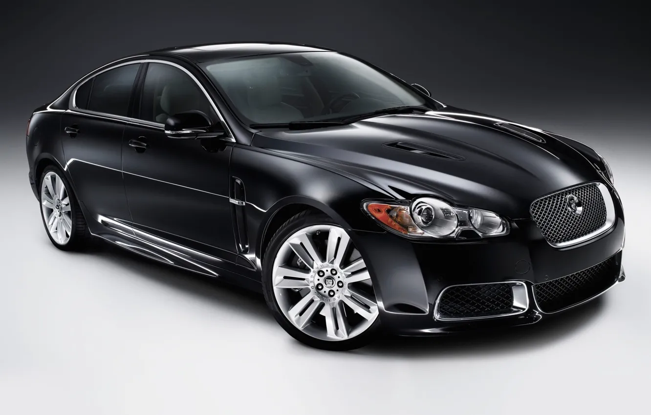 Photo wallpaper black, Jaguar, car, sedan