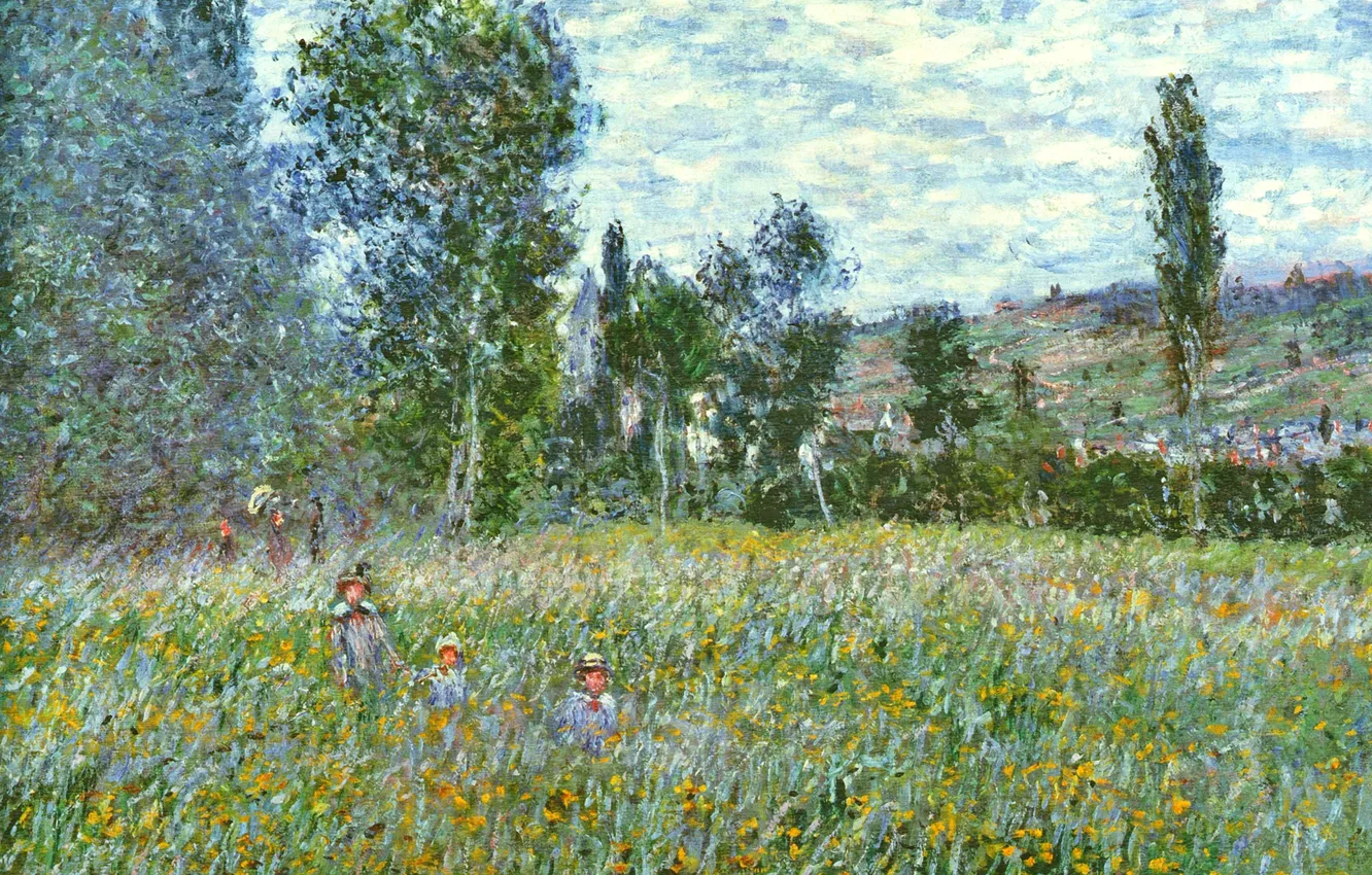 Photo wallpaper landscape, nature, picture, Meadow, Claude Monet