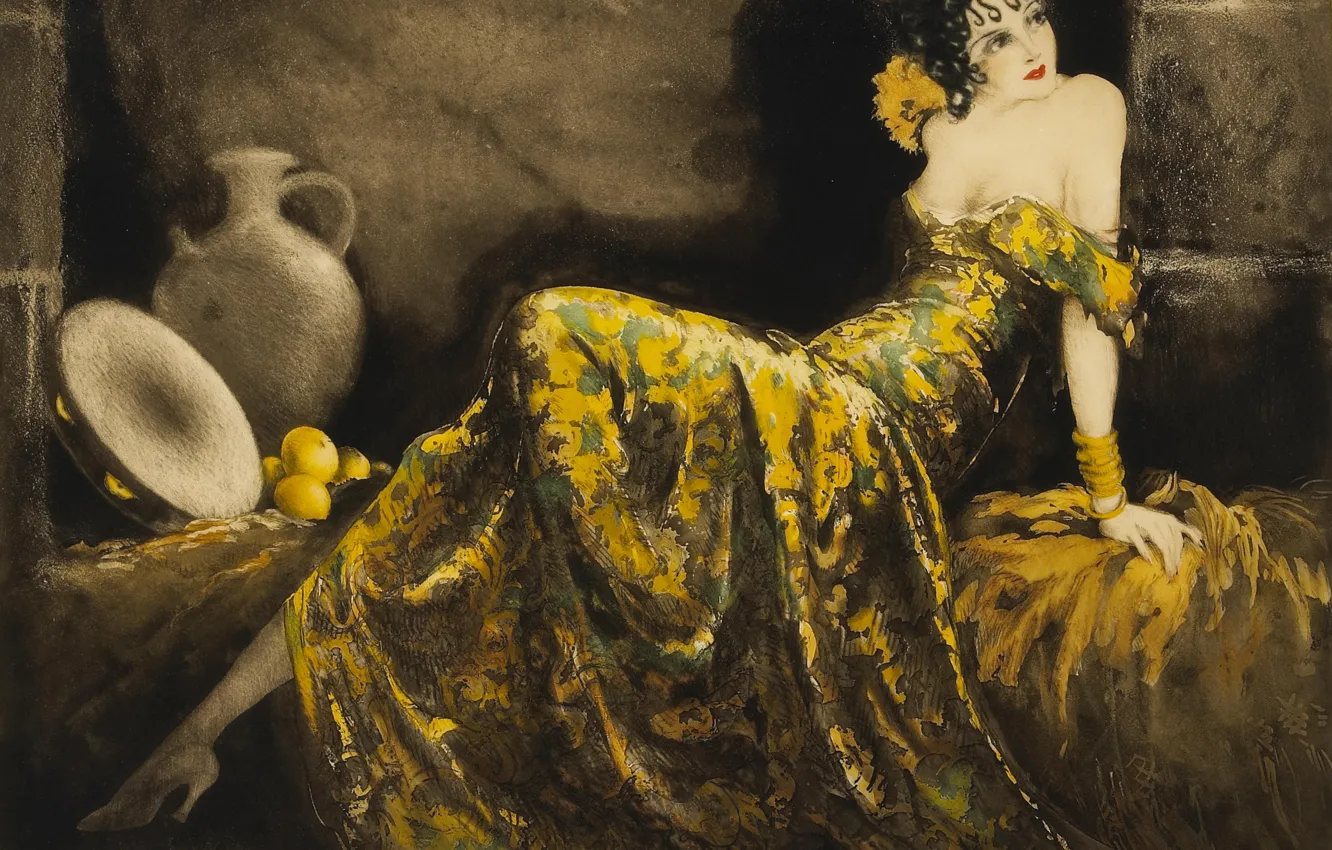 Photo wallpaper 1939, Louis Icart, Cheerful senorita