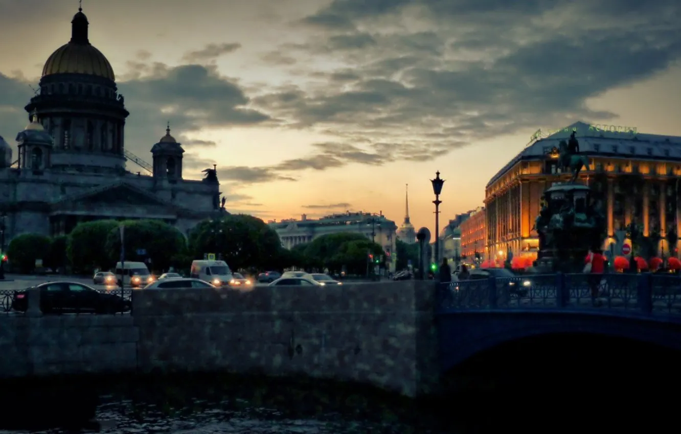 Photo wallpaper night, night city, St. Petersburg