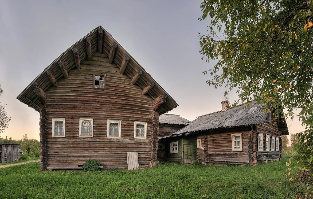 Photo wallpaper village, Russian North, Arkhangelsk oblast, Cinder, Kargopol district