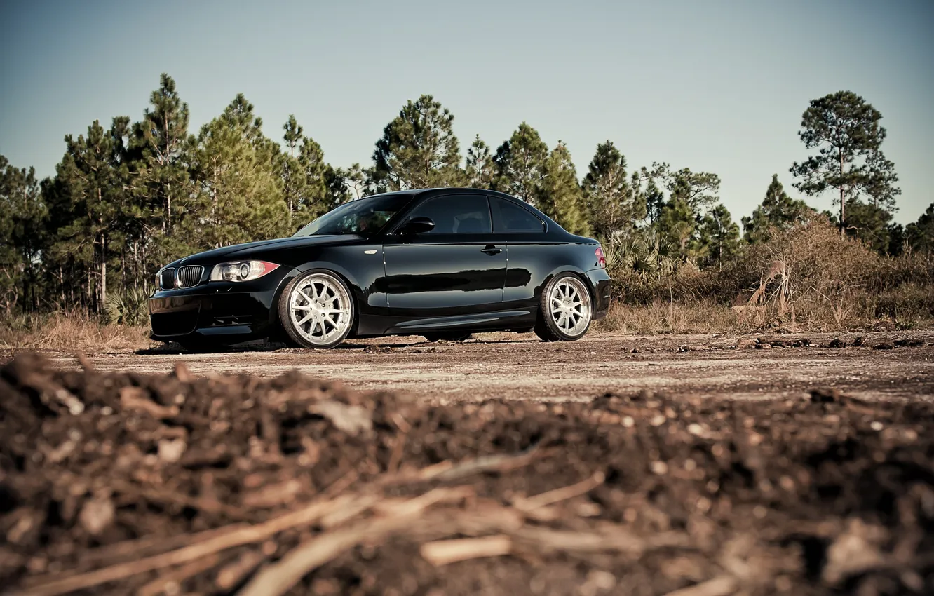 Photo wallpaper BMW, black, cars, auto, wallpapers, cars walls, 135i, Wallpaper HD