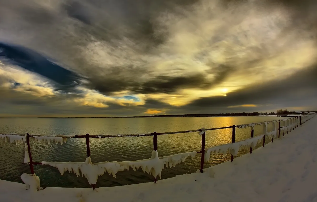 Photo wallpaper winter, sea, landscape, nature