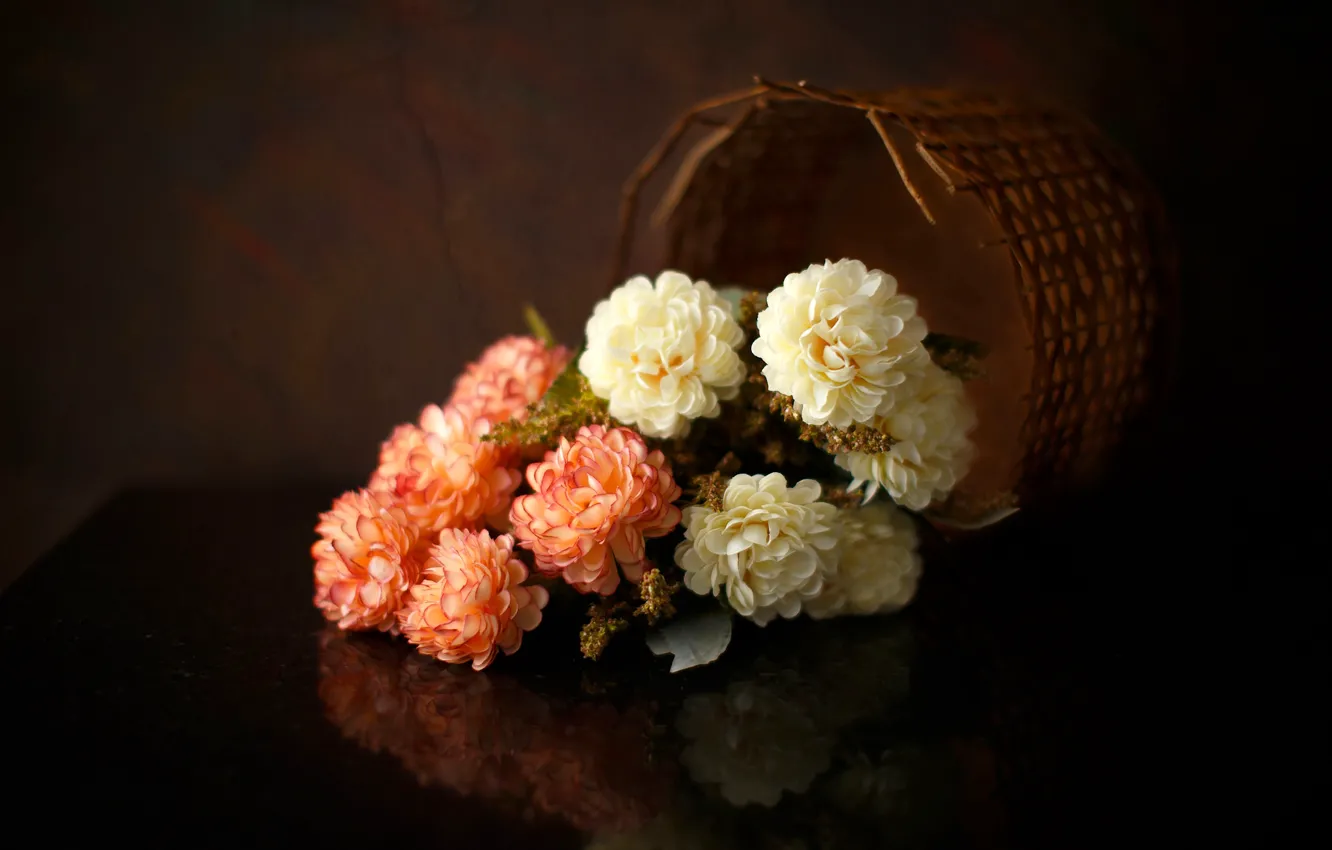 Photo wallpaper style, basket, buds