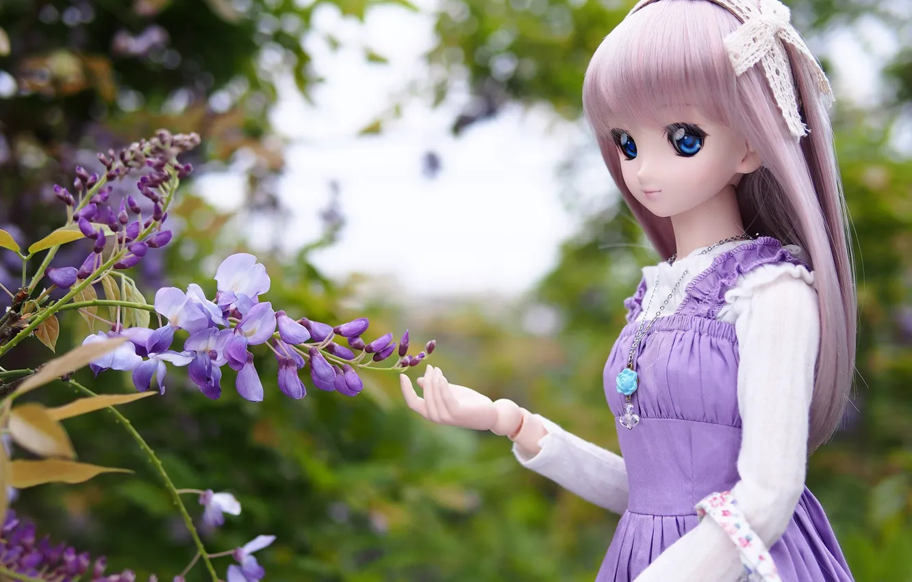 Photo wallpaper girl, doll, Wisteria
