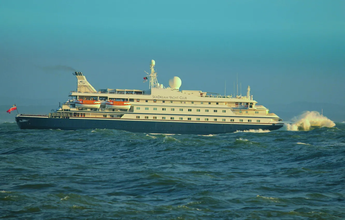 Photo wallpaper sea, storm, liner