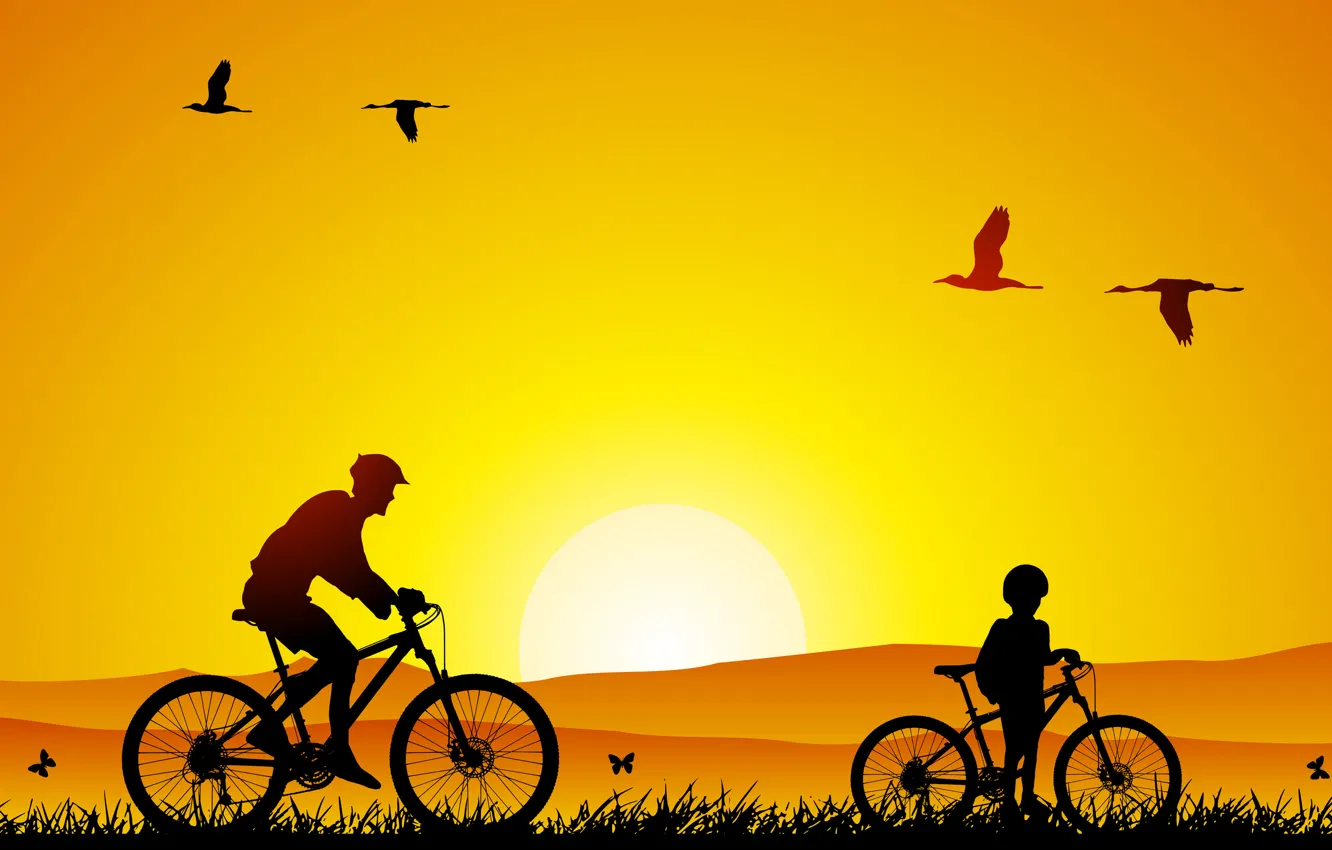 Photo wallpaper nature, mood, mood, minimalism, walk, tiny, son, bikes