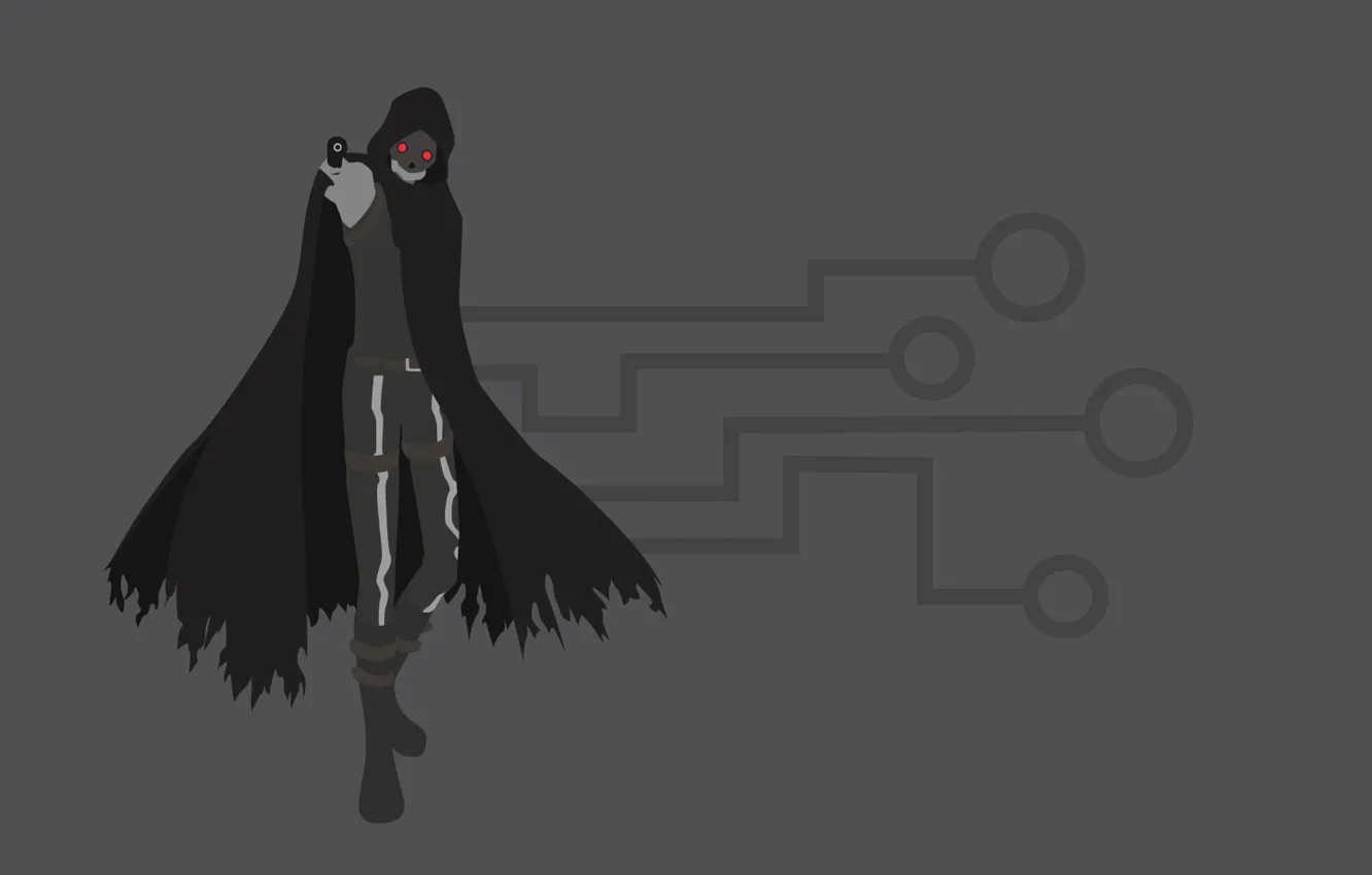 Photo wallpaper Hitman, gun, pistol, game, weapon, grey, anime, red eyes