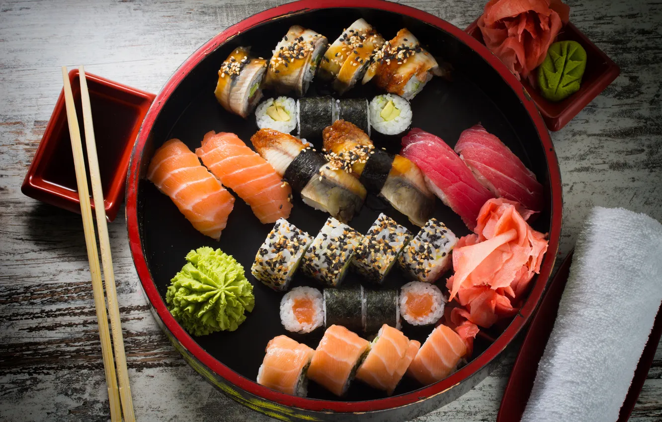 Photo wallpaper fish, preparation, oriental food