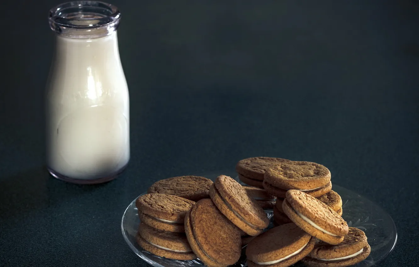 Photo wallpaper Breakfast, milk, cookies